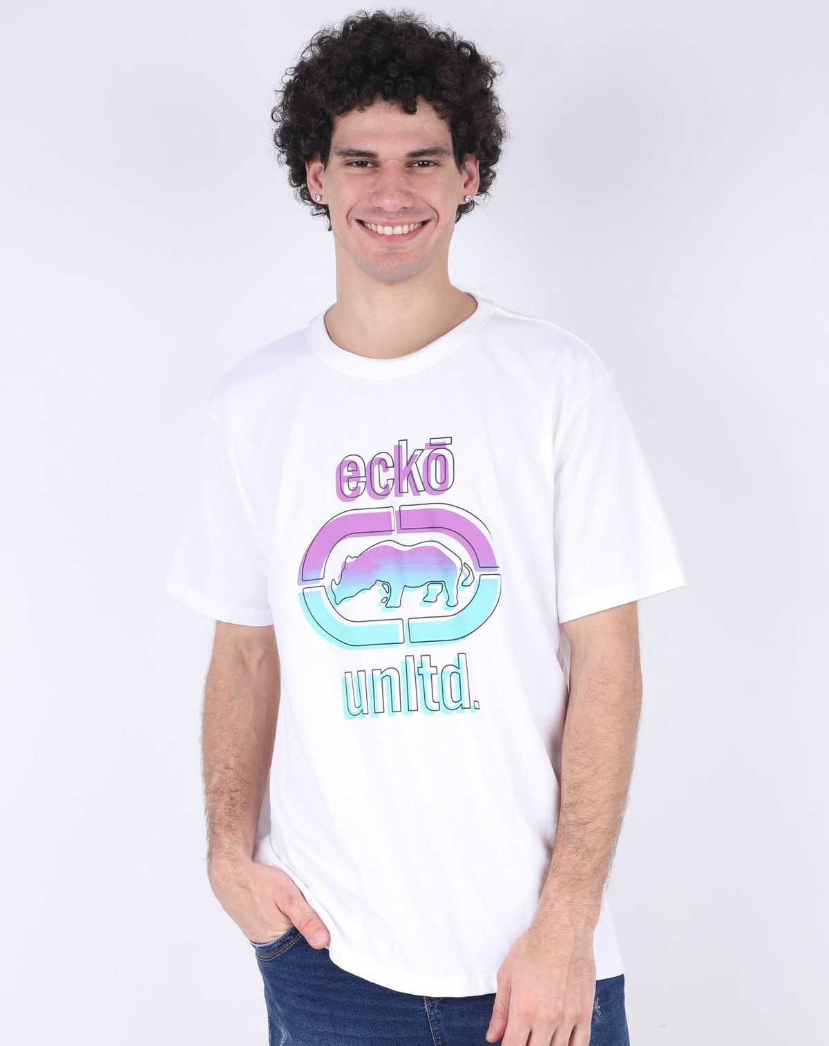 Camiseta Ecko Masculina Estampada Casual off white - p