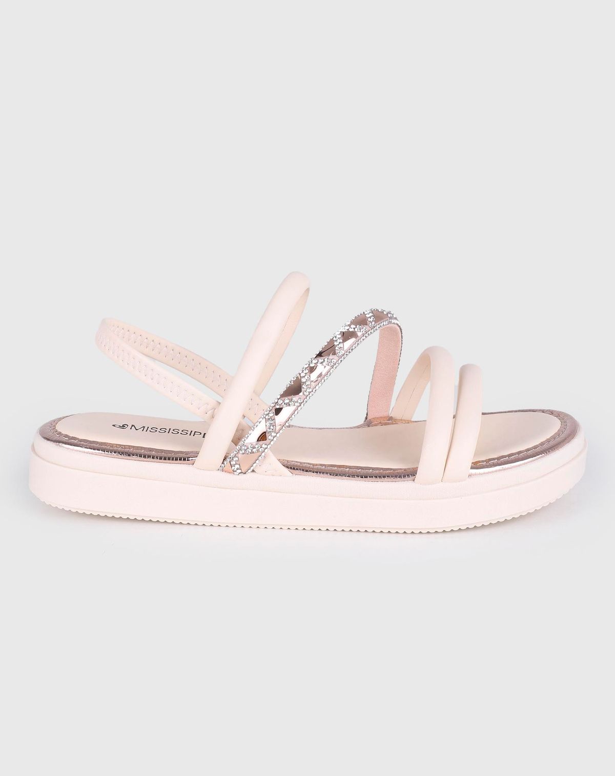 Sandália Feminina Mississipi FlatForm com Tiras Aberta baunilha - 35