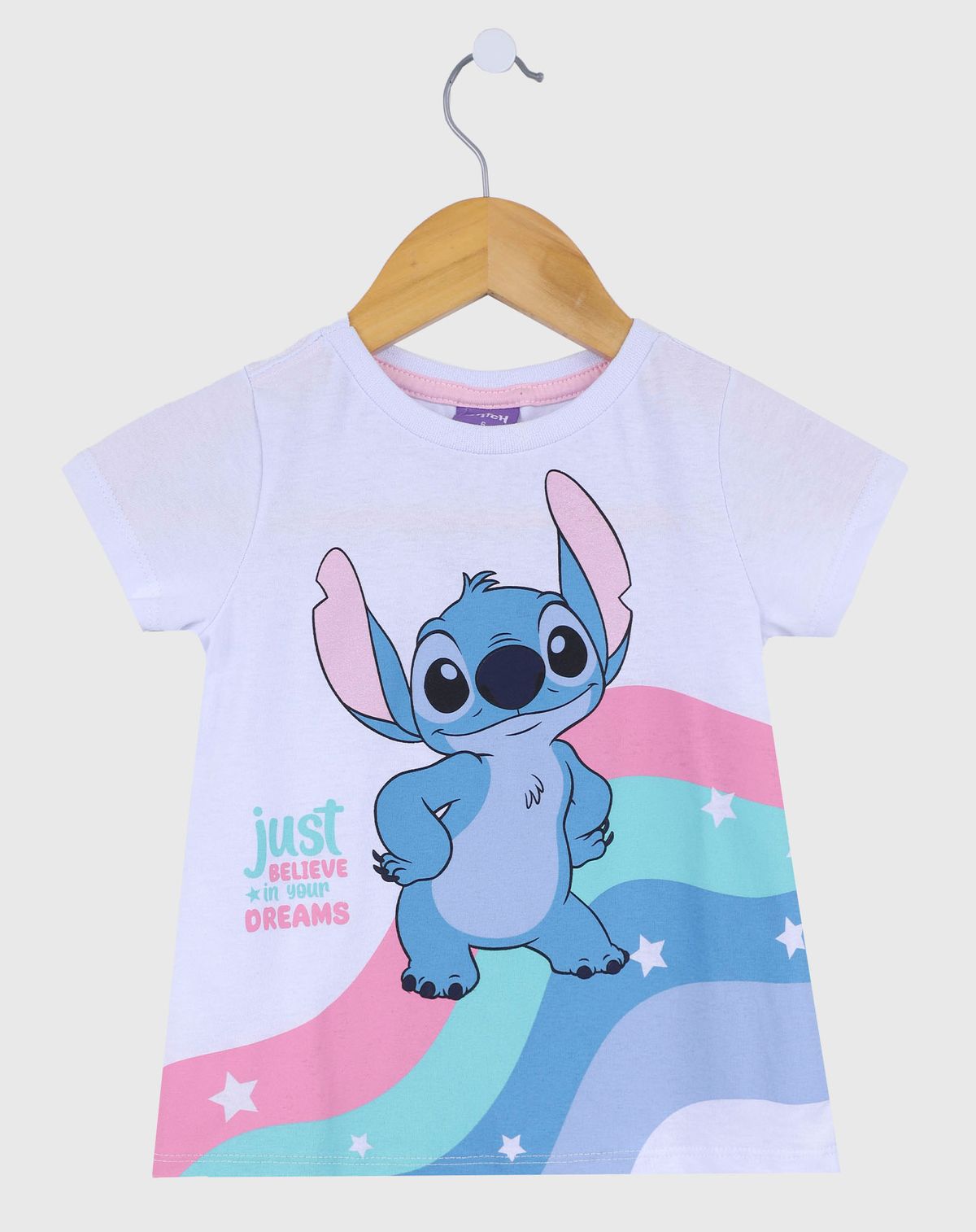 Camiseta Stitch Infantil Menina Manga Curta - Tam. 4 a 10 Anos branco - 4