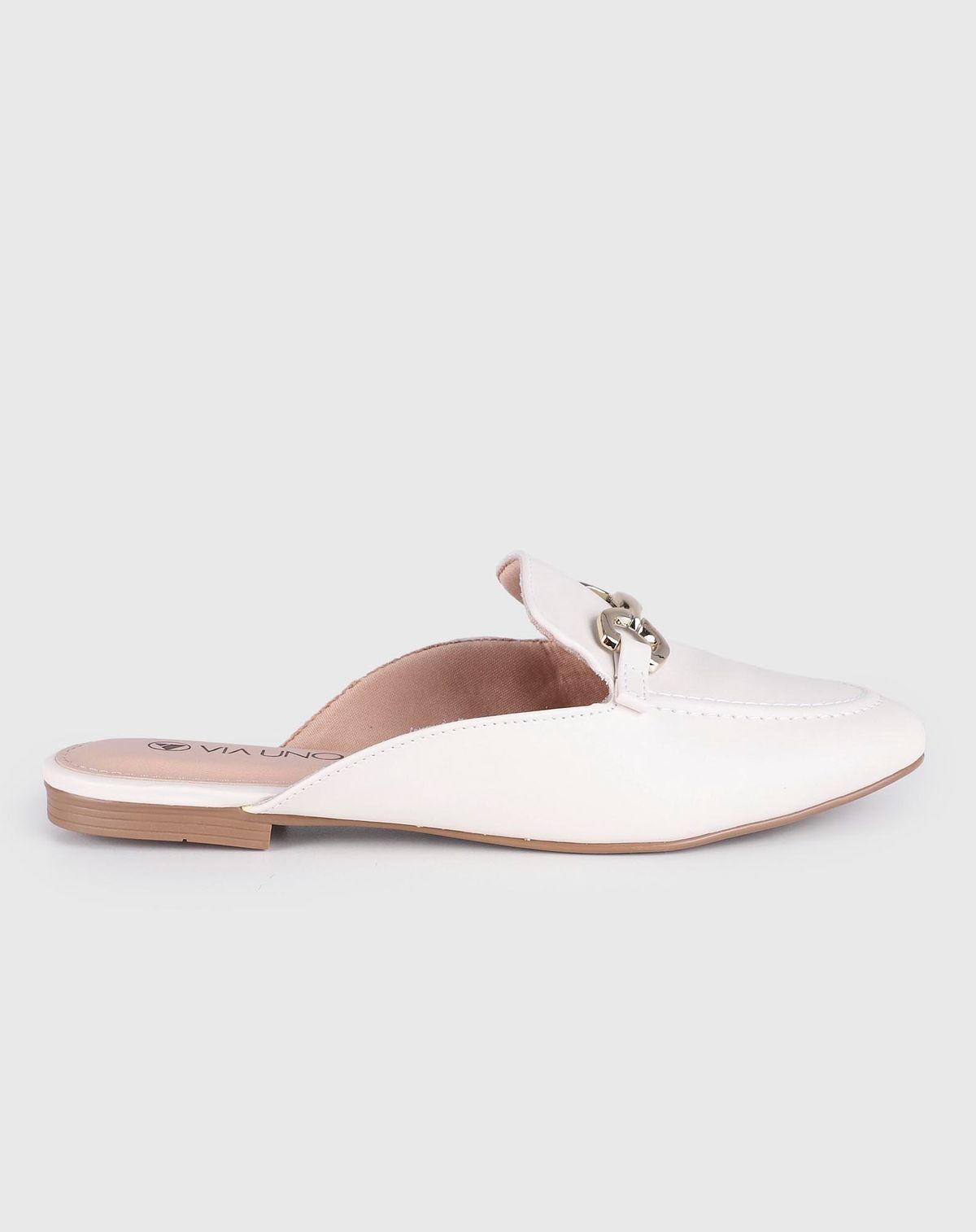 Mule Via Uno Feminino Bico Redondo off white - 34