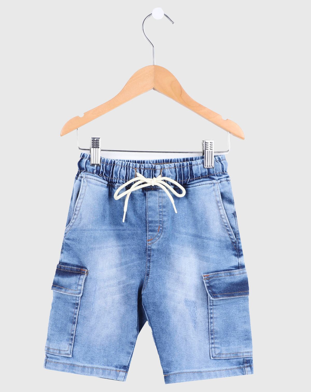 Bermuda Cargo Jeans Infantil Menino Lavagem Claro Tam - 4 a 8 anos jeans - 4