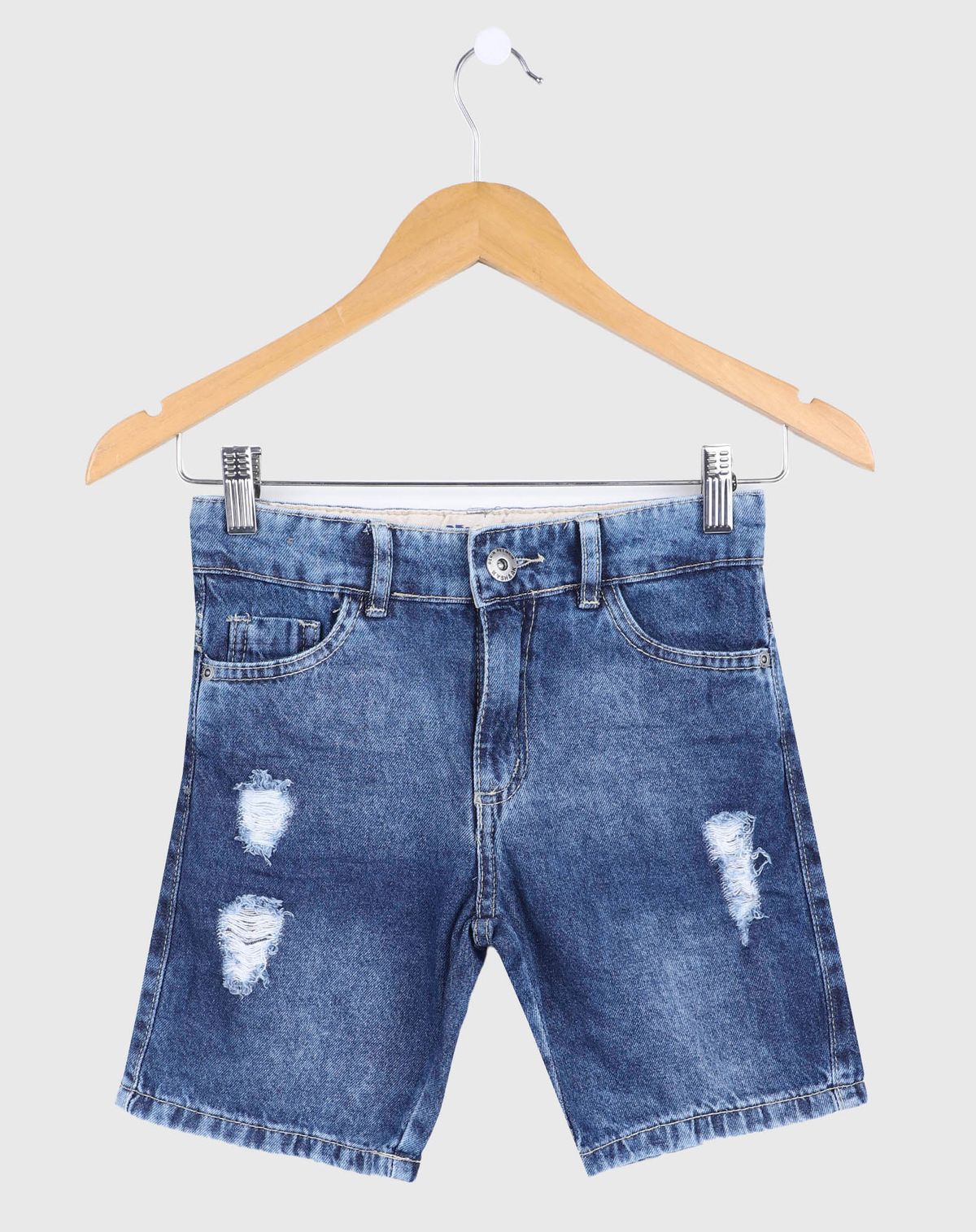 Bermuda Jeans Infantil Menino com Rasgos - Tam 4 a 8 anos jeans - 6