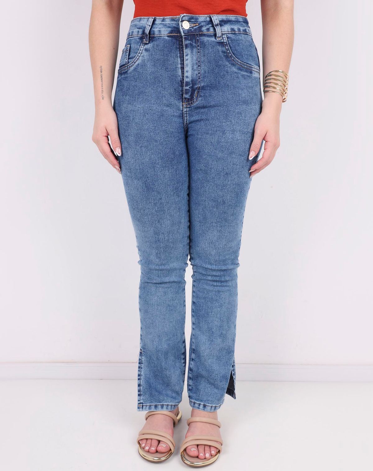 Calça Jeans Flare Feminina Barra Com Fenda jeans mÉdio - 36