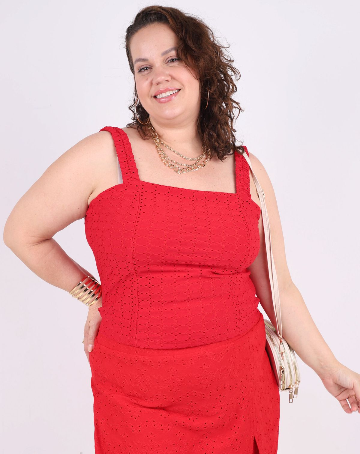 Regata Plus Size Feminina Laise vermelho - g1