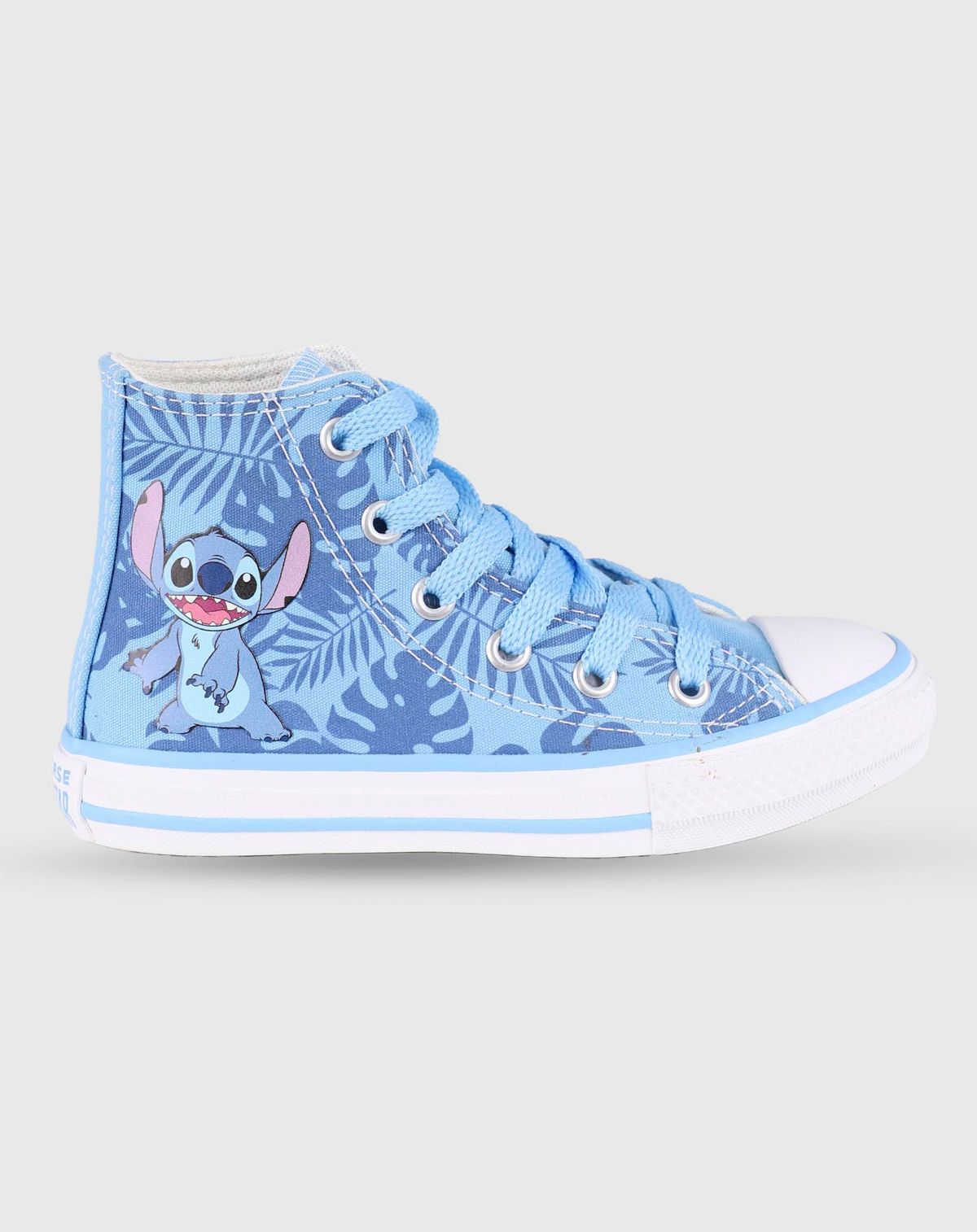 Tênis Infantil Menina Cano Alto Disney Stich Converse azul - 26