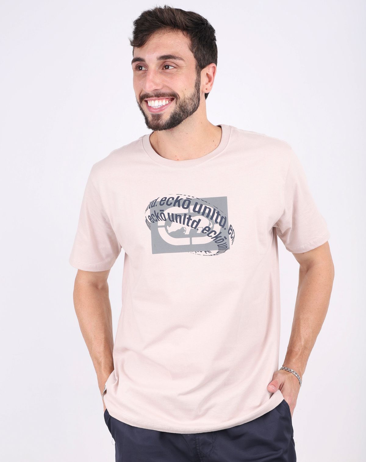 Camiseta Masculina Ecko Estampada Estilo e Conforto areia - p