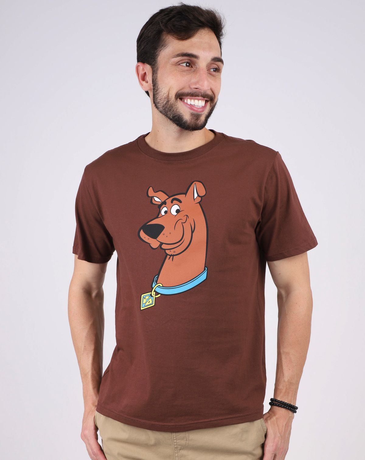 Camiseta Casual Masculina Estampa Scooby-Doo marrom - p