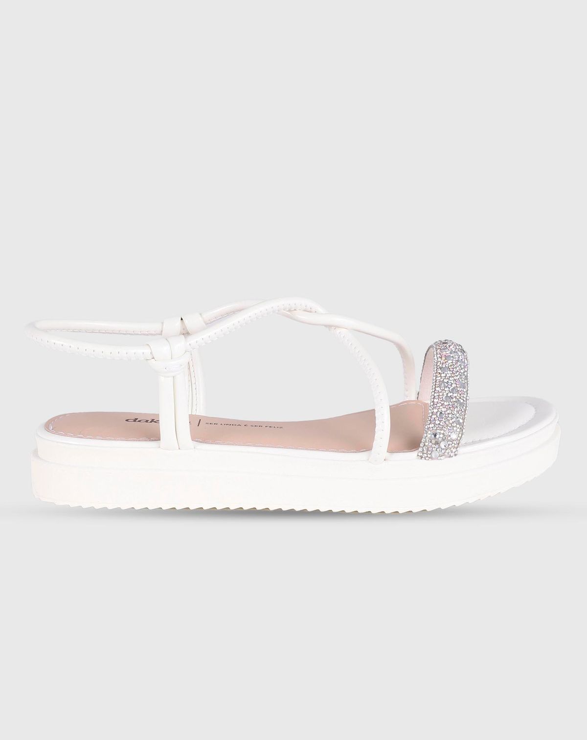 Sandalia Feminino Flat Medio Aberto com Tirinhas Dakota creme - 34