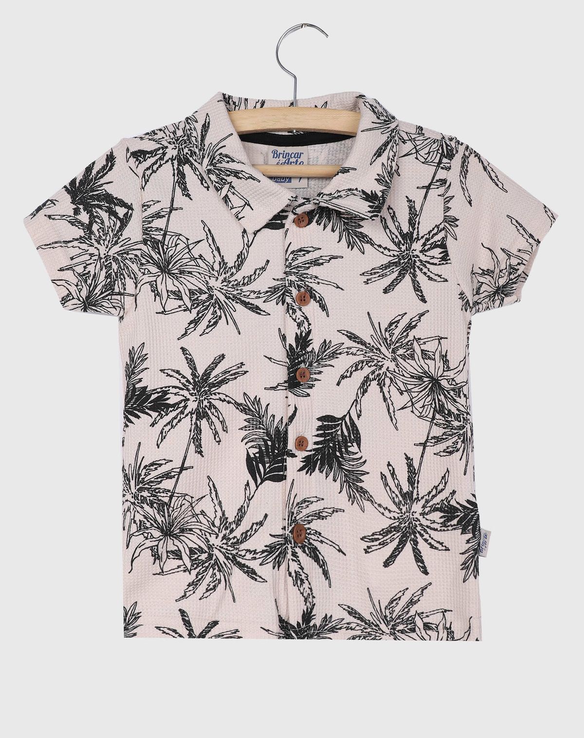 Camisa Estampada Tropical Infantil - Tam 1 a 3 off white - 1