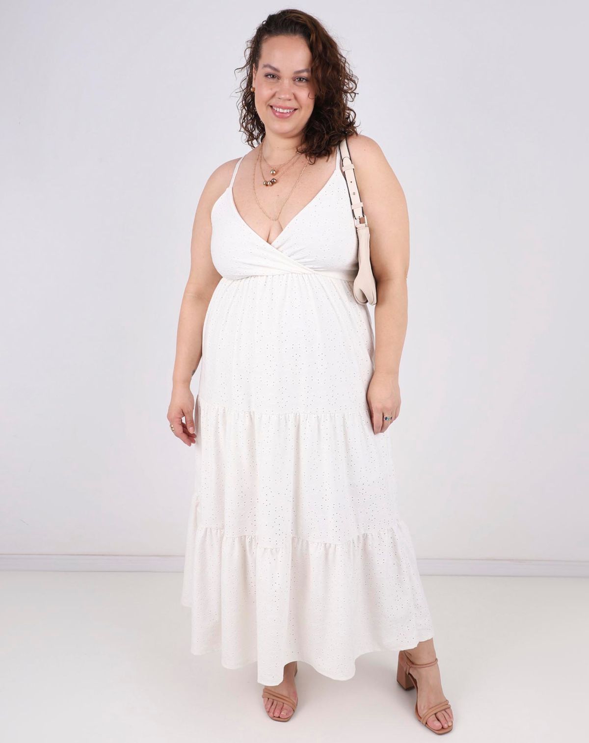 Vestido Plus Size Três Marias Alças Finas off white - g1