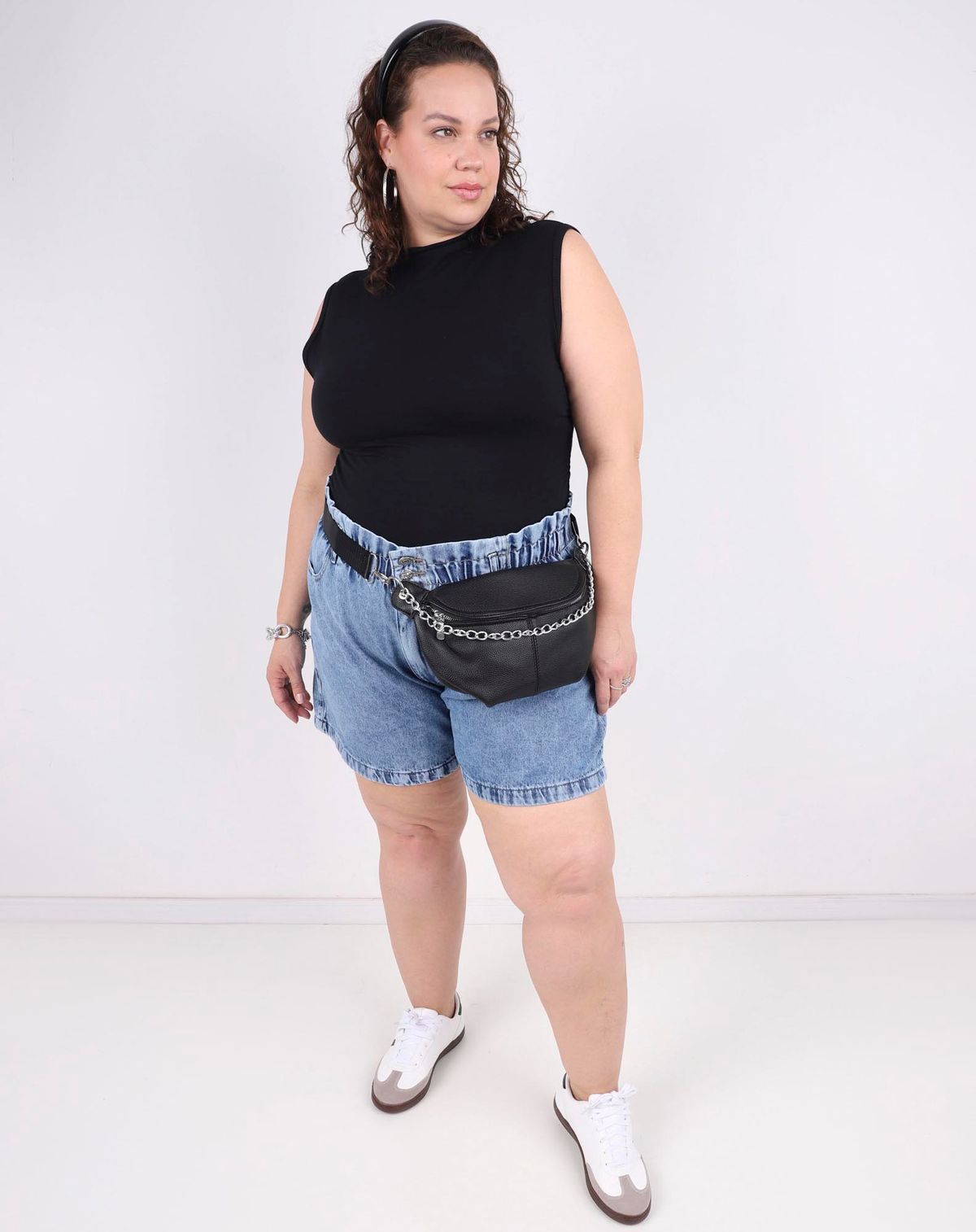 Short Jeans Estonada Feminina Plus Size jeans mÉdio - 46