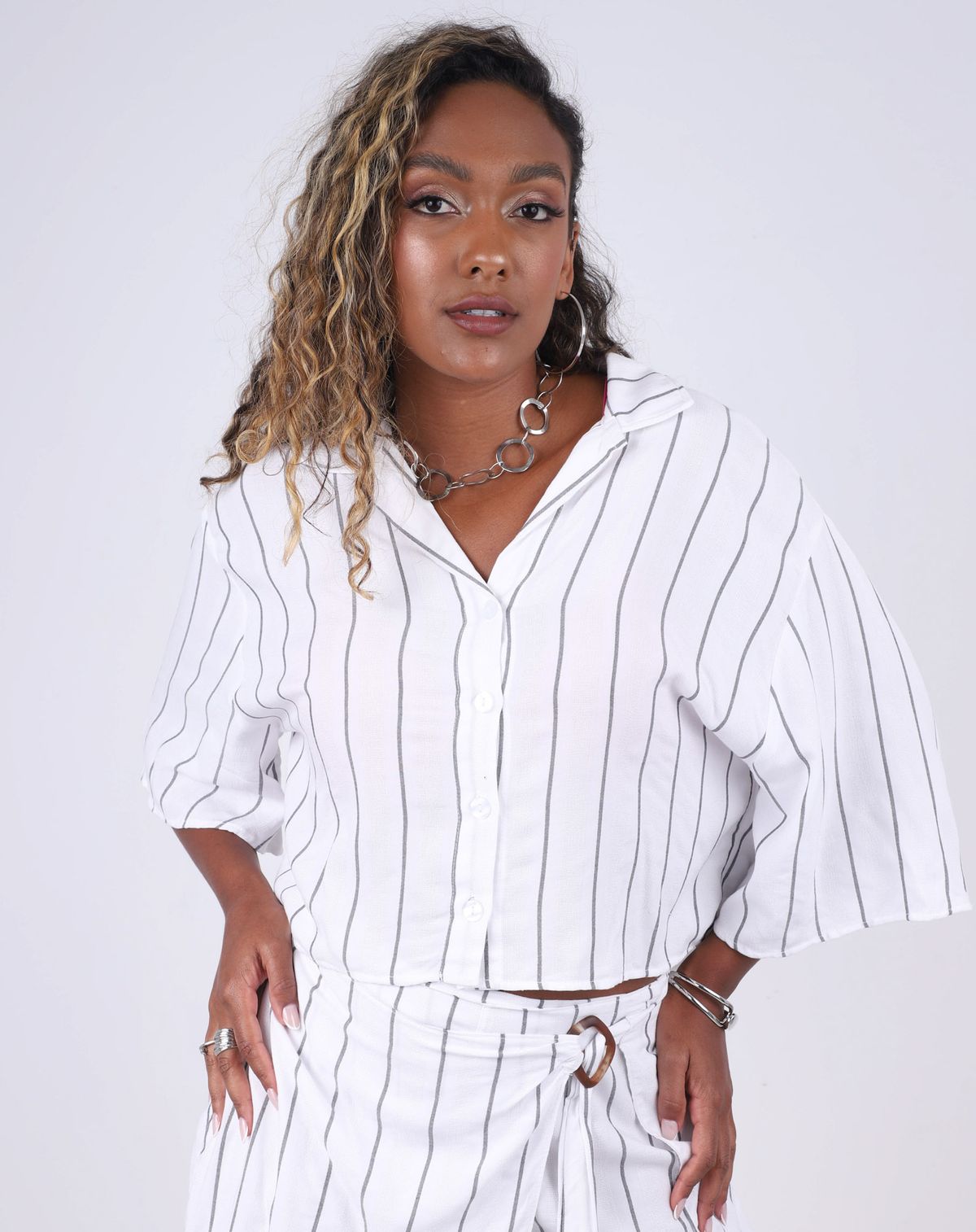 Camisa Oversize Feminina Listrada listrado - p