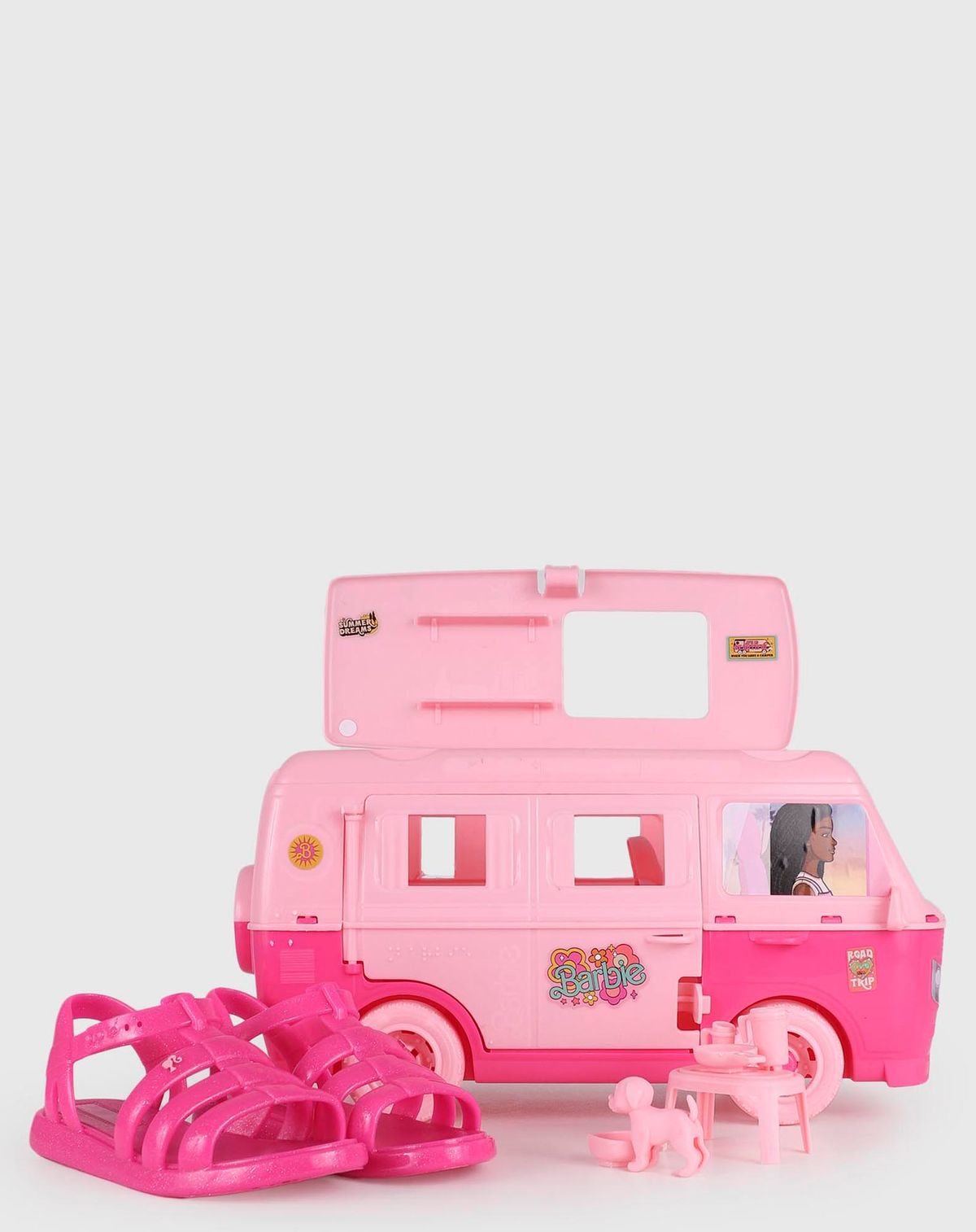 Sandália Rasteira Infantil Menina Barbie + Carro rosa - 25