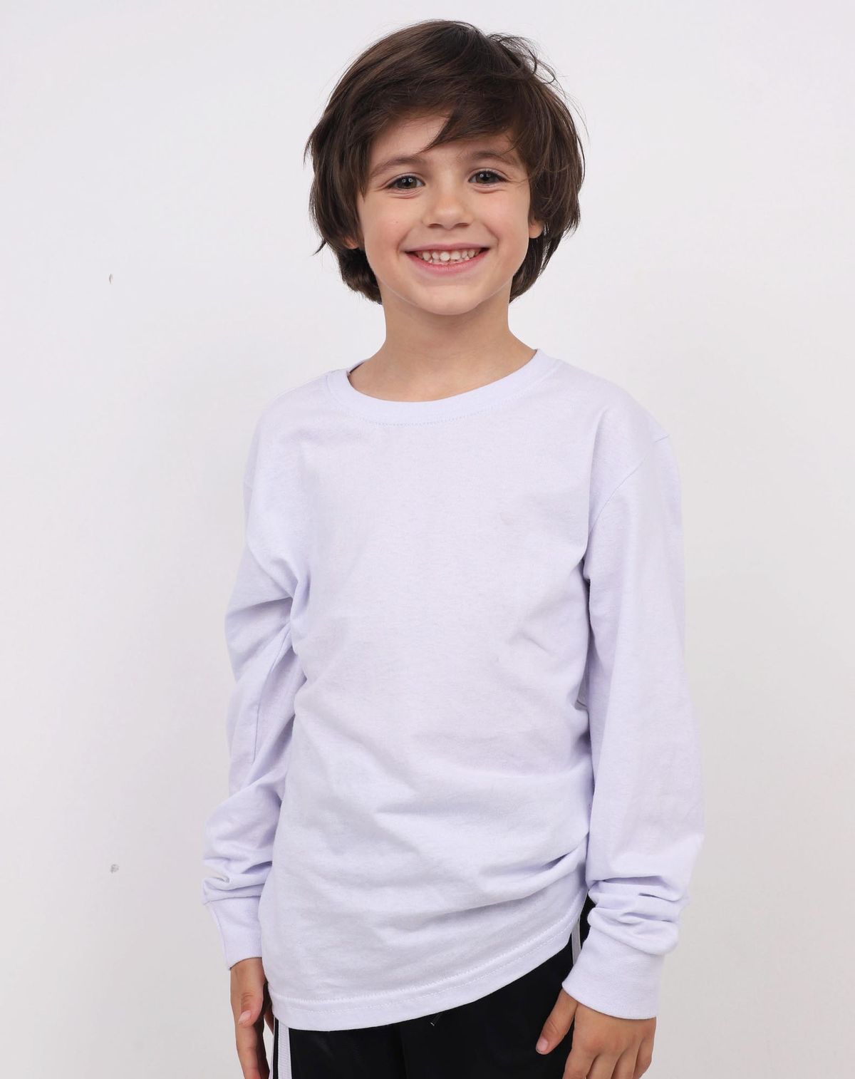 Camiseta Manga Longa Infantil Menino Básico - Tam. 4 a 8 Anos branco - 4