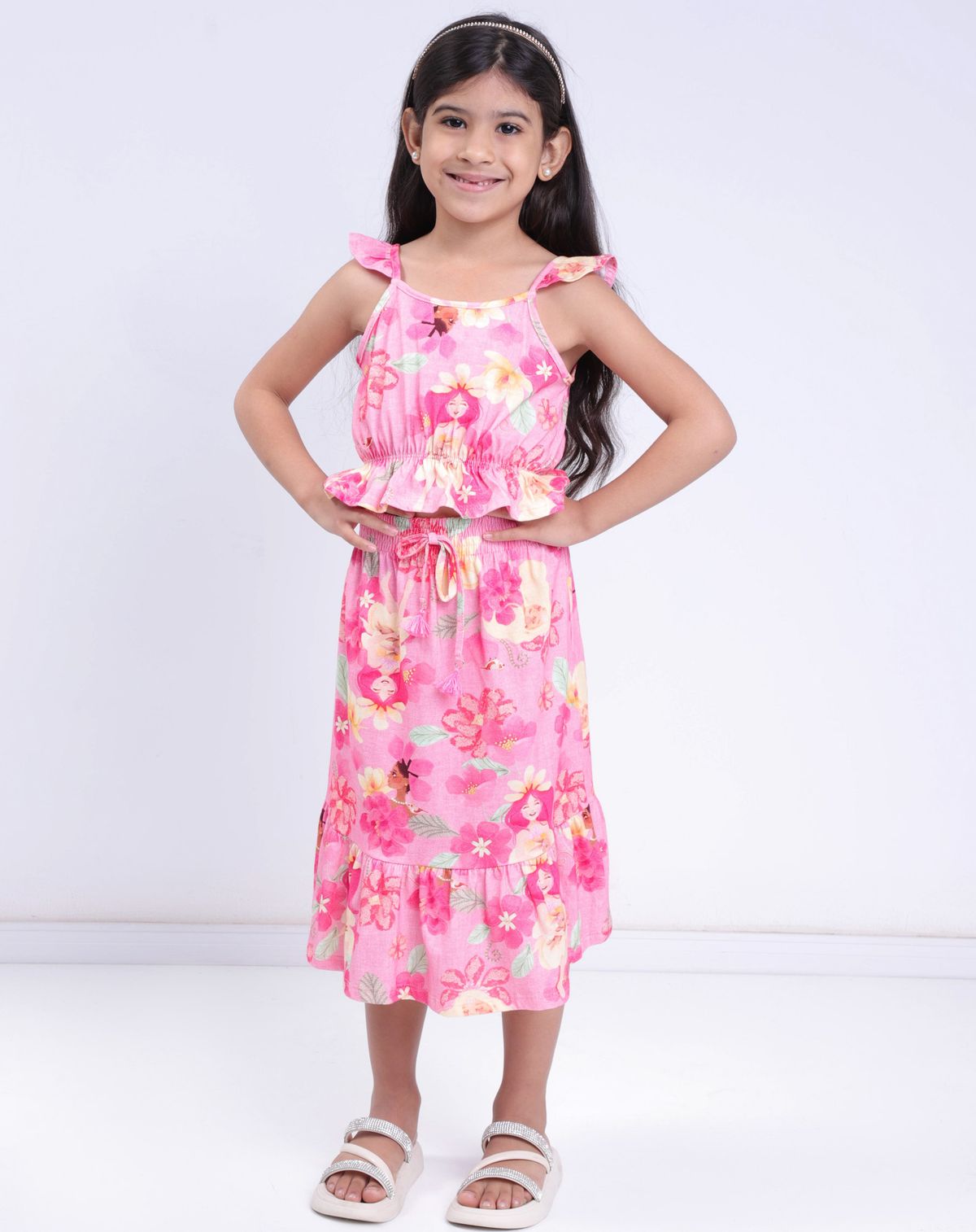 Conjunto Infantil Menina Estampa Moça Floral rosa - 4