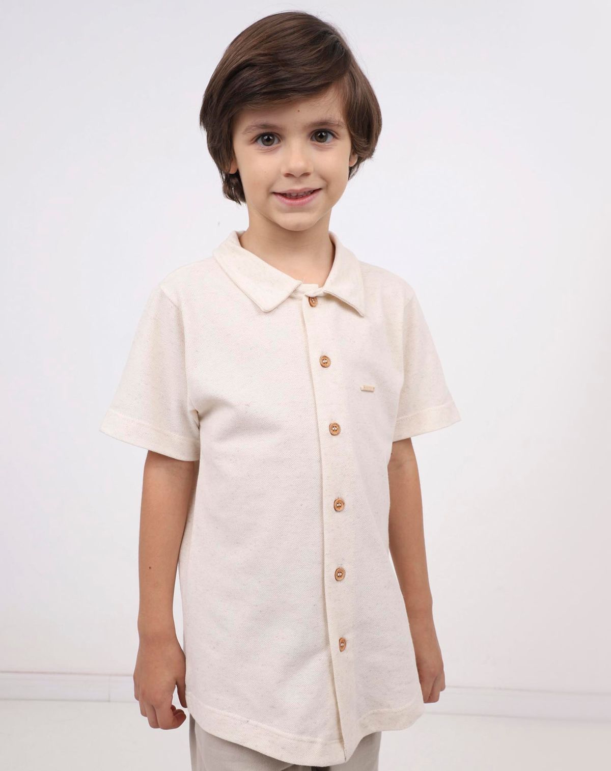 Camisa Infantil Casual Menino - Tam. 04 a 08 Anos off white - 4