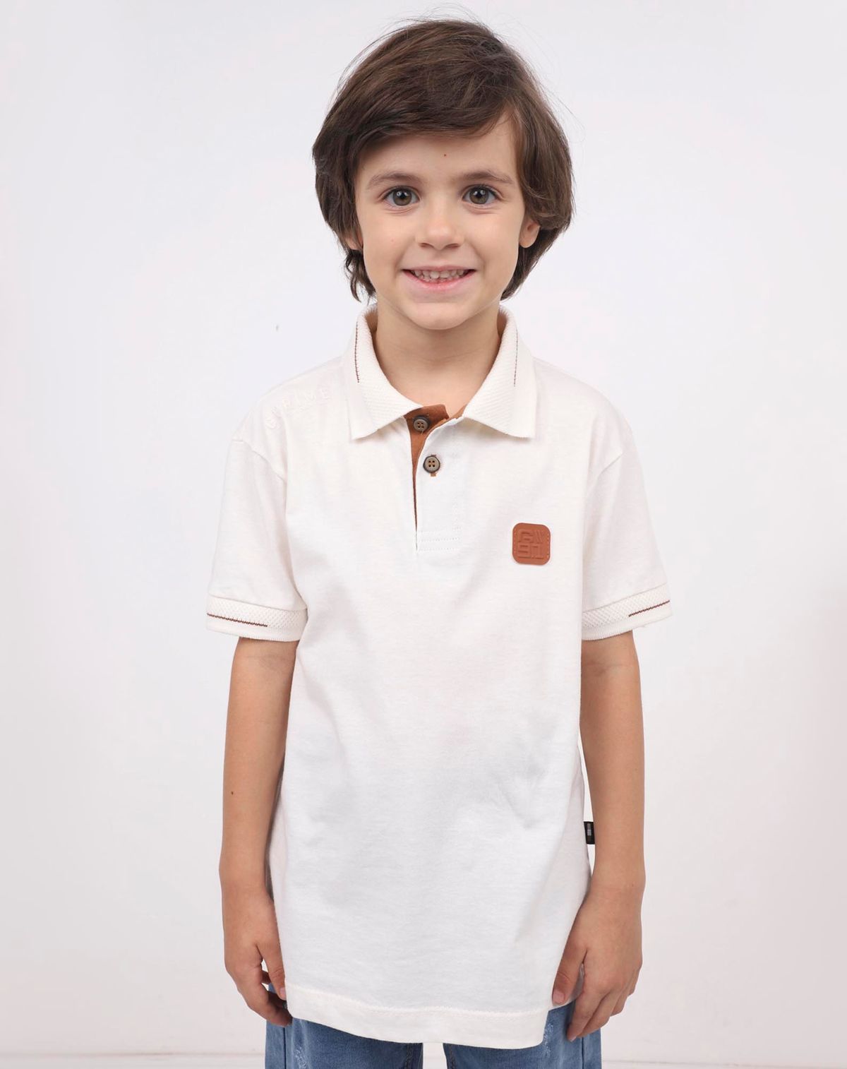 Camisa Polo Casual Infantil Menino - Tam. 04 a 08 anos off white - 4