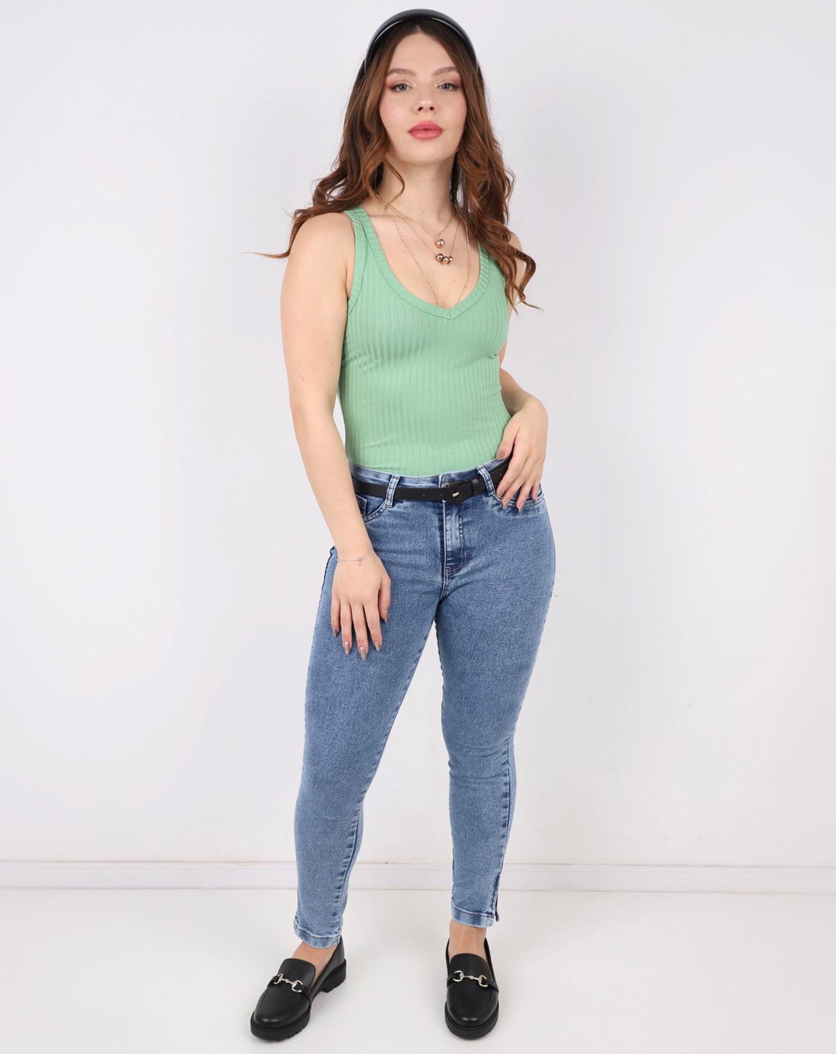 Calça Jeans Skinny Feminina Casual Básica jeans mÉdio - 36