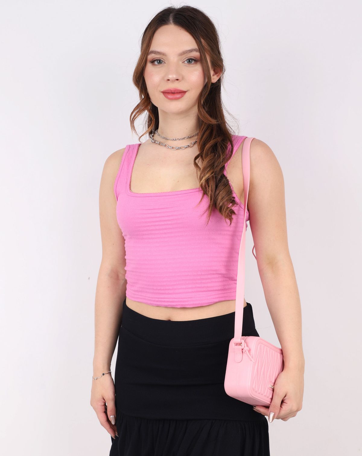 Top Cropped Feminino Básico Casual rosa - p