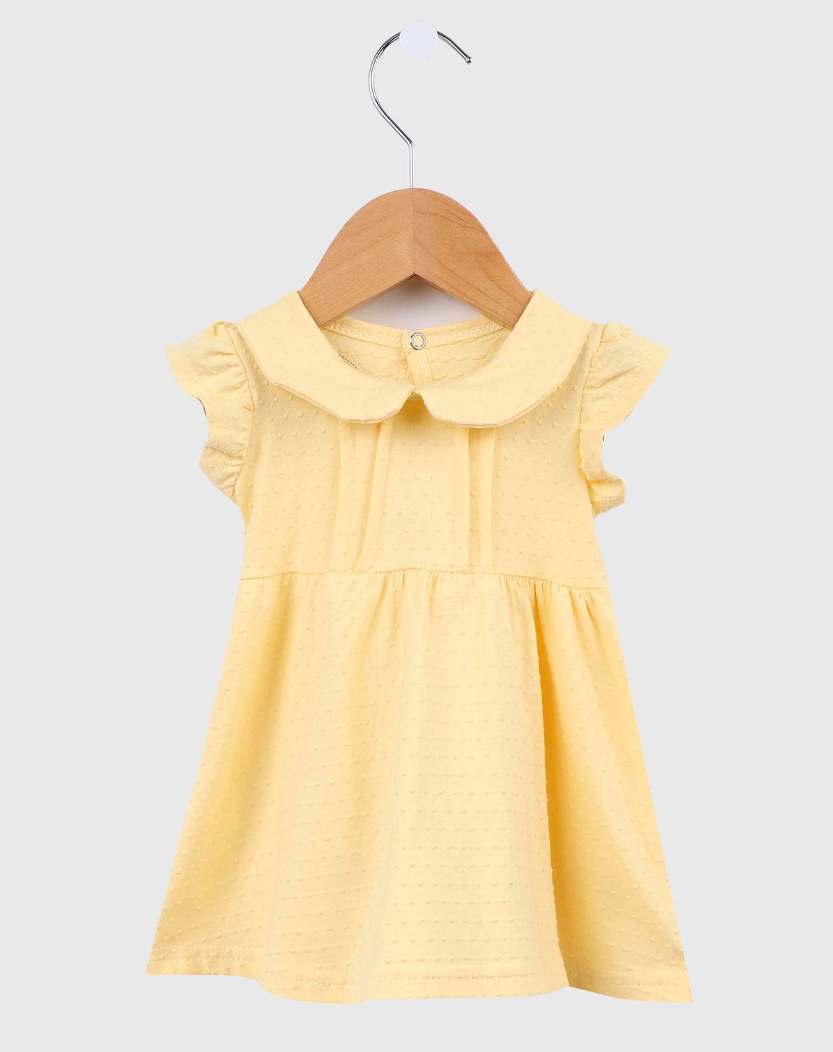 Vestido Bebê Menina Manga Curta Com Babado amarelo - p