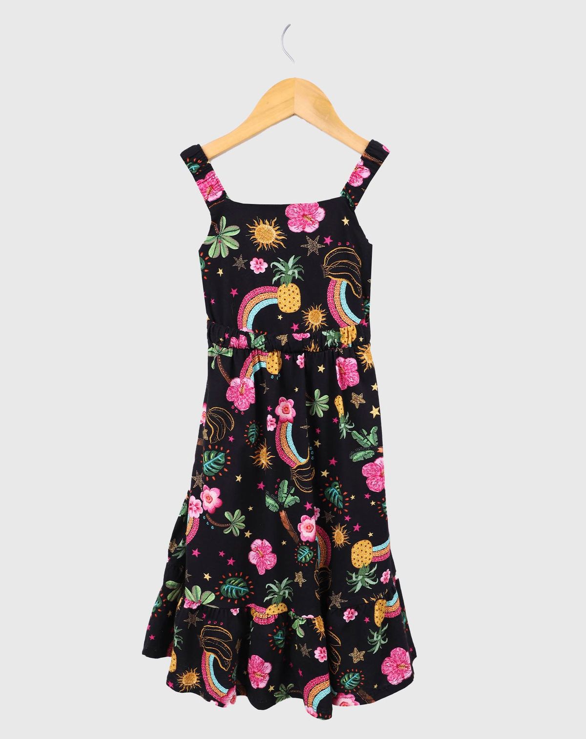 Vestido Infantil Menina Estampado - Tam 4 a 8 anos preto - 4