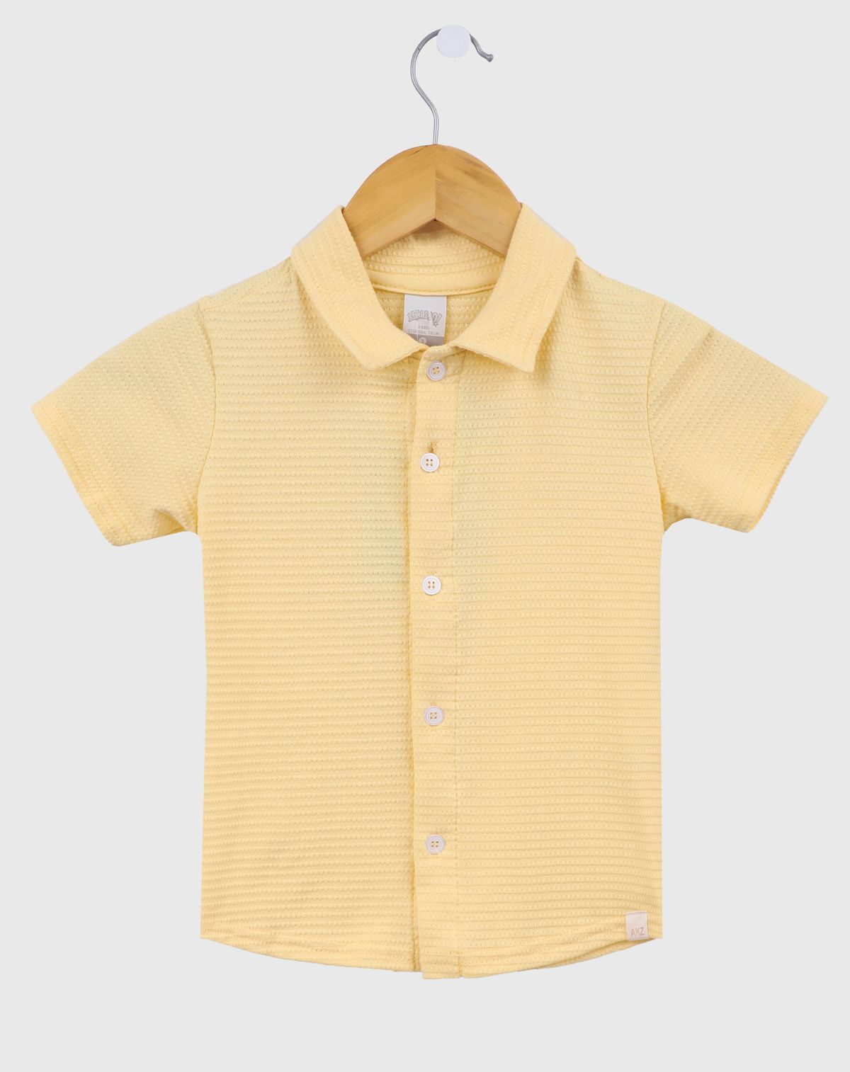 Camisa Infantil Menino De Mangas Curtas Menino Texturizada - Tam 1 a 3 anos amarelo - 1