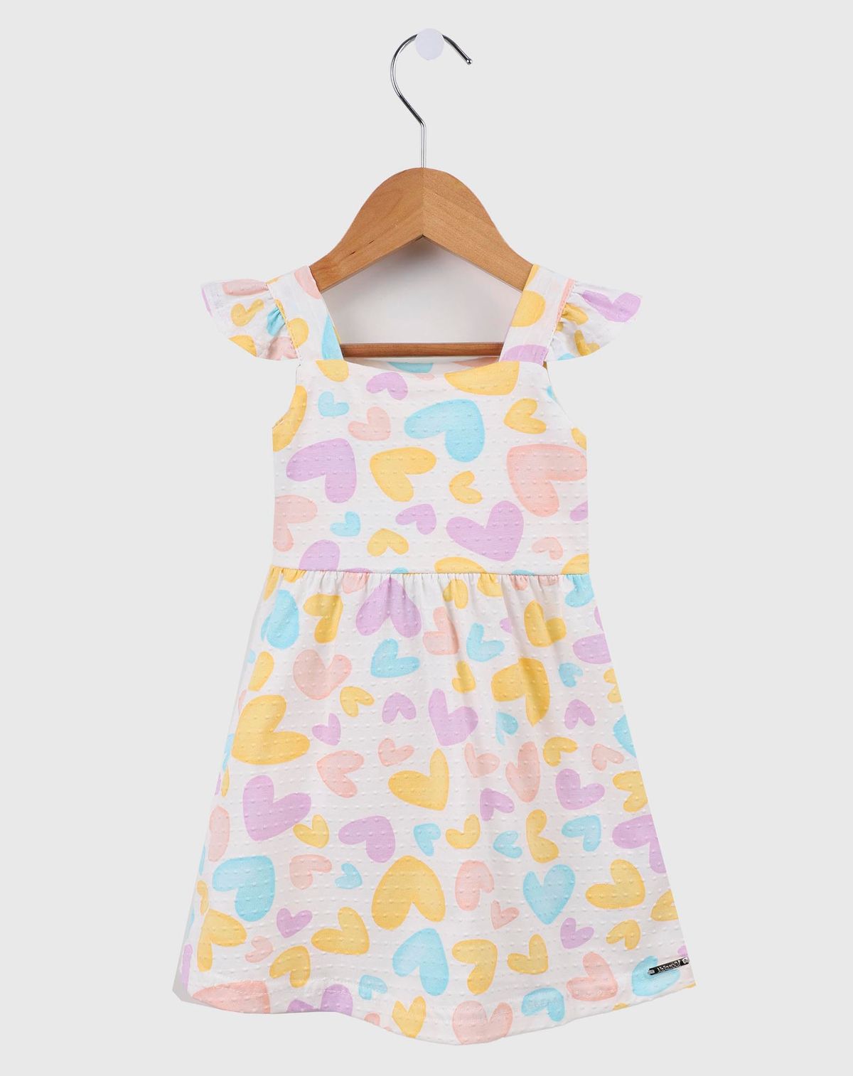 Vestido Infantil Menina Nikko Estampa Corações - Tam 1 a 3 amarelo - 1