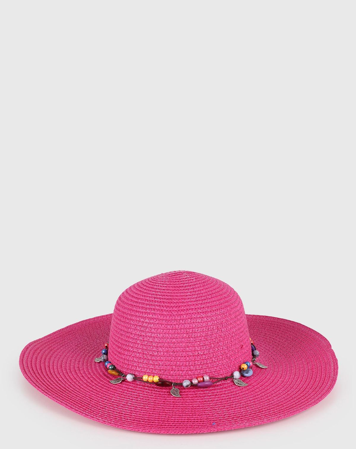 Chapéu De Praia Feminino Miçangas Coloridas rosa - u