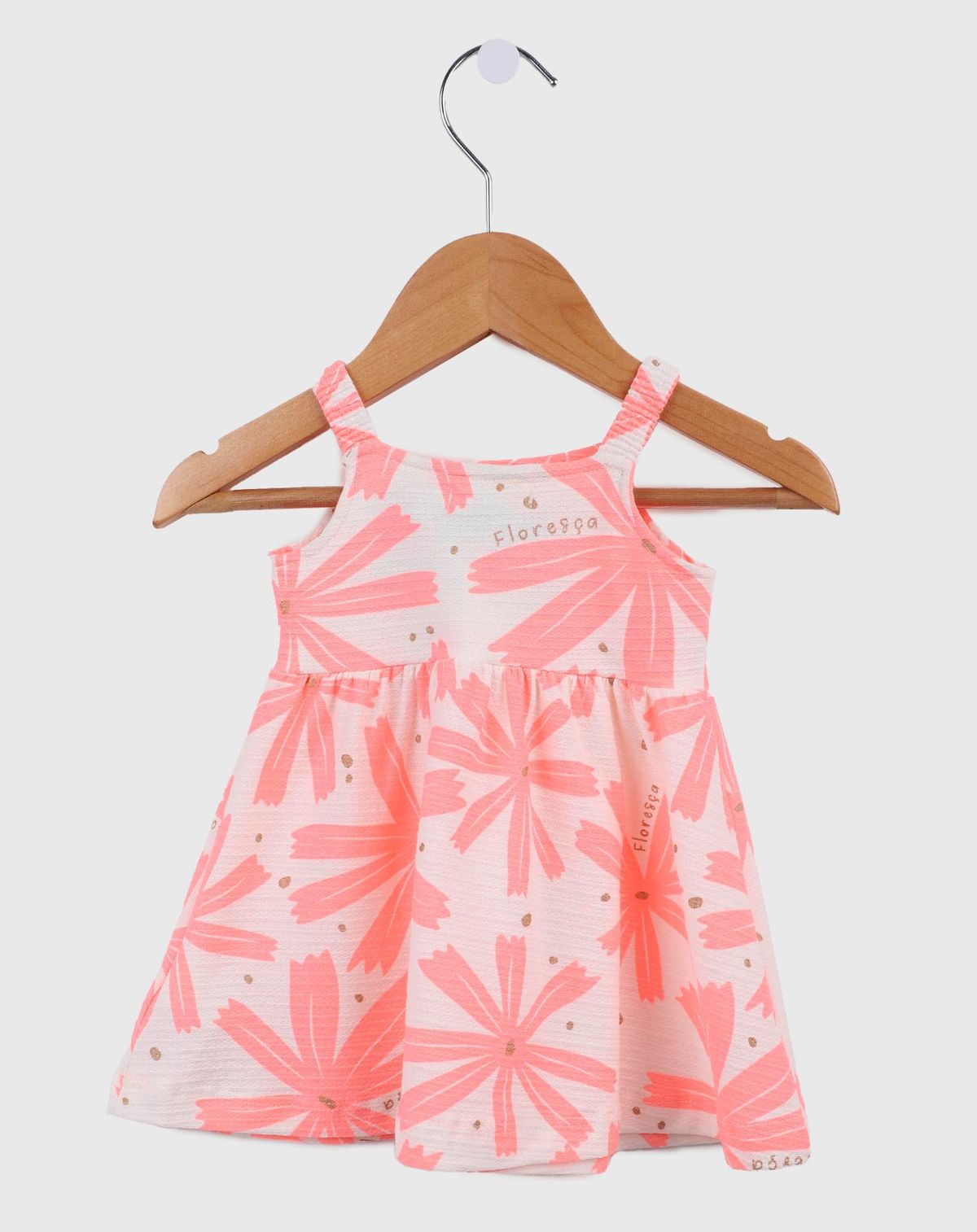 Vestido Bebê Menina Estampado Verão com Alcinha rosa - p