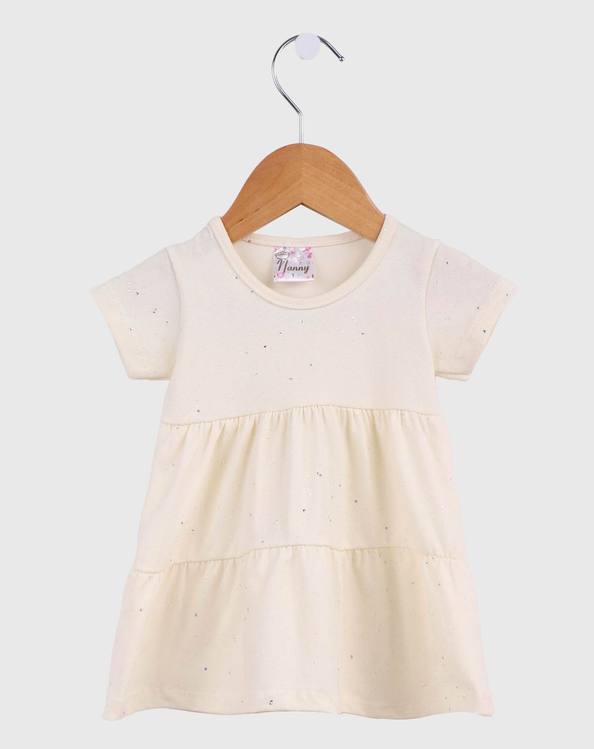 Vestido Infantil Menina com Babado Tam - 1 a 3 anos off white - 1