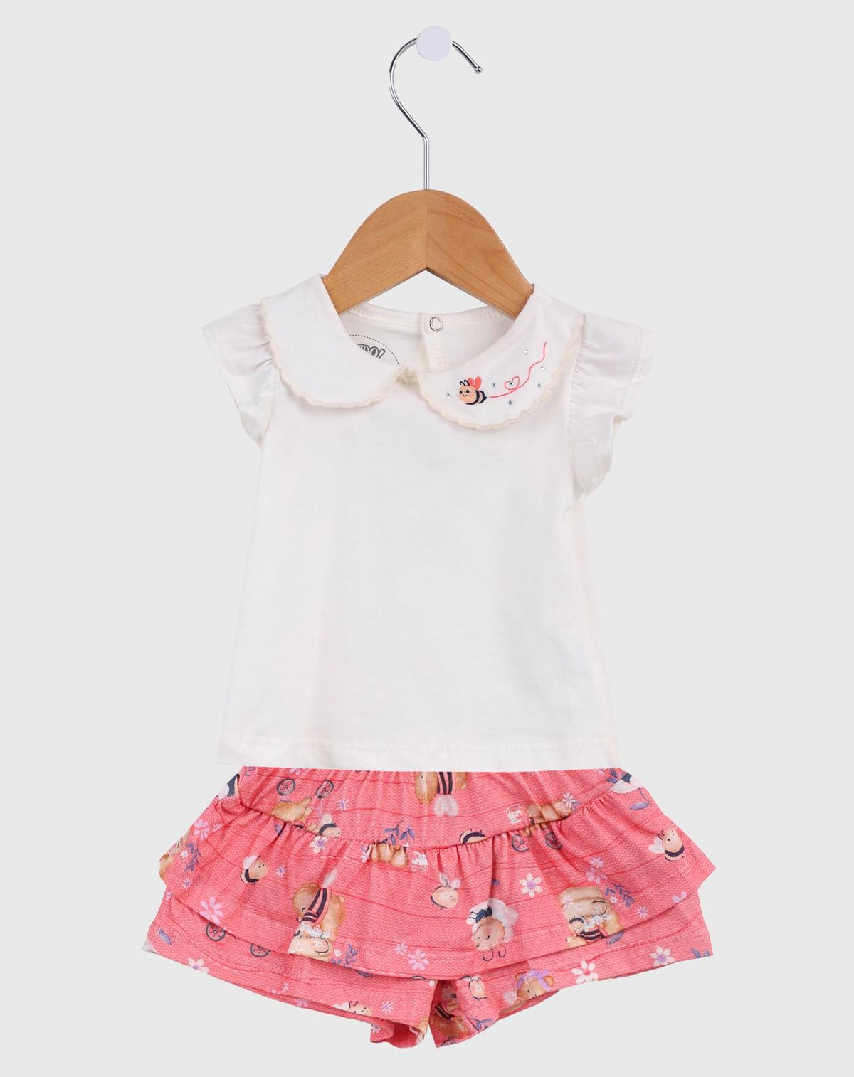 Conjunto Bebê Menina Saia Estampada Infantil rosa - p