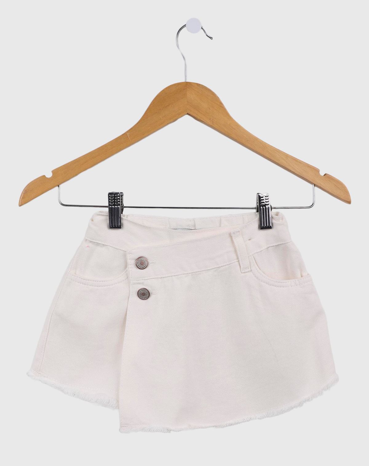 Short Saia Infantil Menina Com Bolsos Laterais - Tam 4 a 8 anos off white - 4