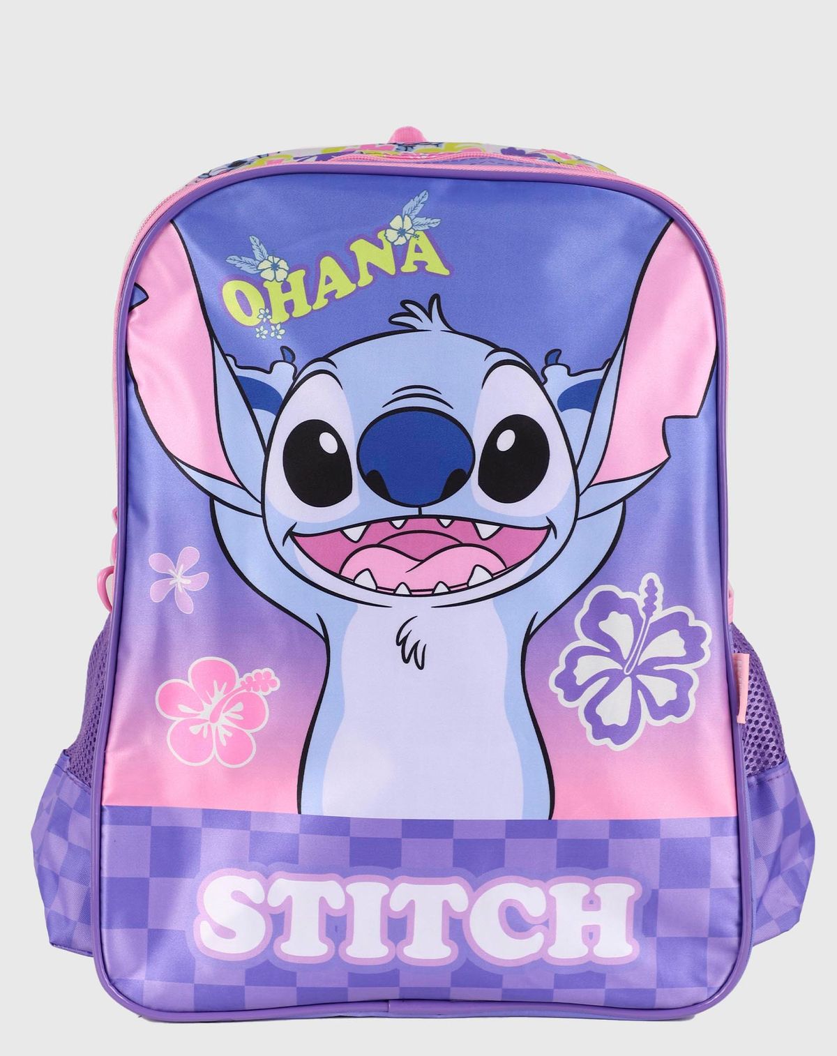 Mochila Escolar Infantil Menina Stitch Disney verde/lilas - u