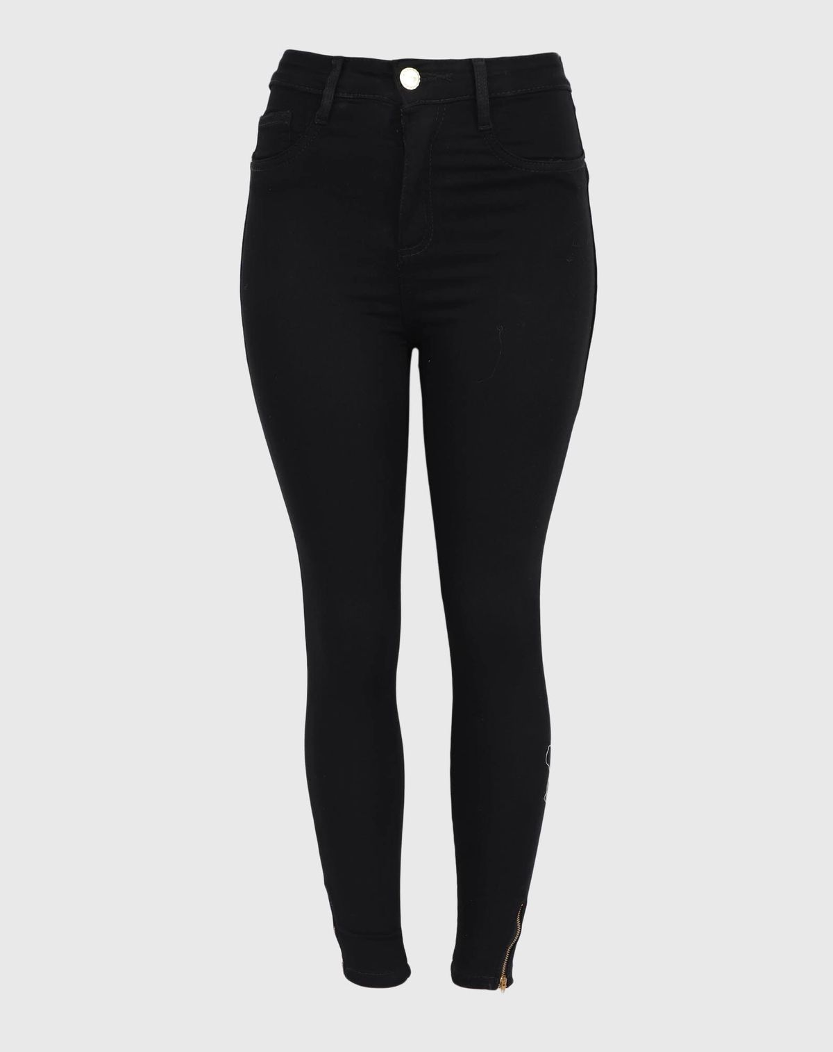 Calça Sarja Feminina Ziper Barra preto - 36