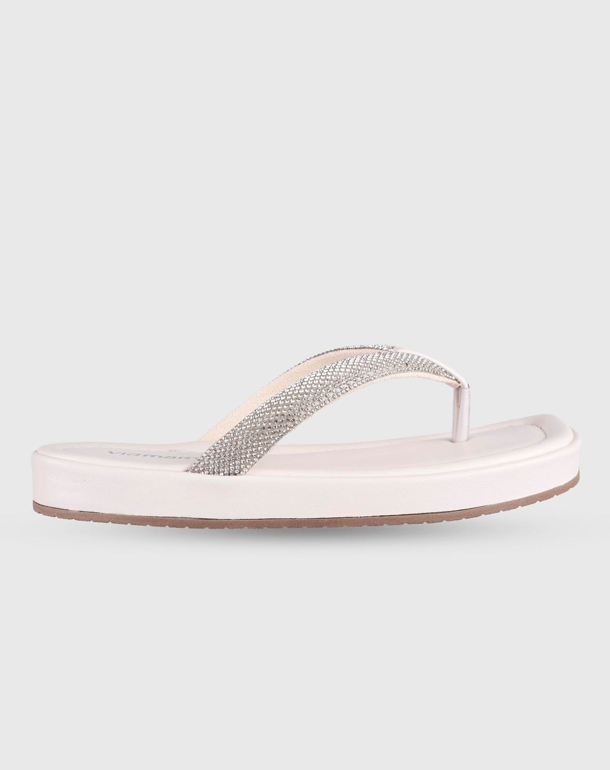 Tamanco Via Marte Feminino Flat Médio Brilho branco off - 34