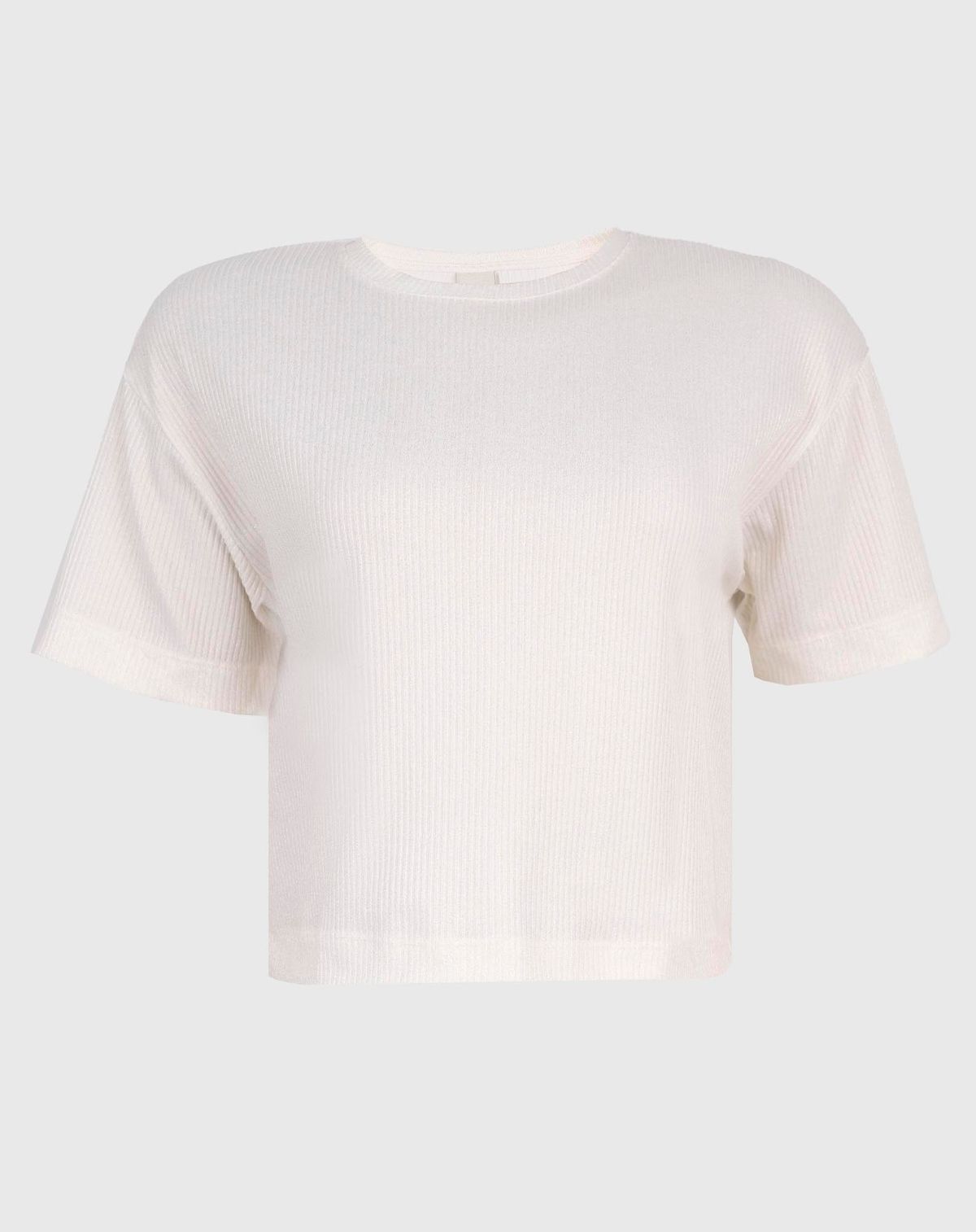 Blusa Cropped Feminina Brilho off white - p